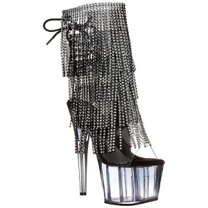 Nero 18 cm ADORE-1017RSFT stivaletti con frange donna tacco alto