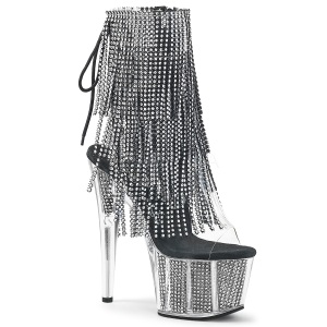 Nero 18 cm ADORE-1017SRS stivaletti con frange donna tacco alto