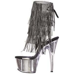Nero 18 cm ADORE-1017SRS stivaletti con frange donna tacco alto