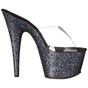 Nero 18 cm ADORE-701LG scintillare plateau ciabatta donna con tacco