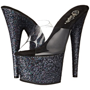 Nero 18 cm ADORE-701LG scintillare plateau ciabatta donna con tacco