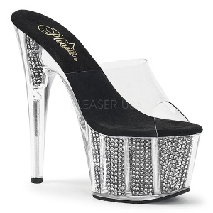 Nero 18 cm ADORE-701SRS Pietre strass plateau ciabatta donna