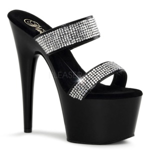 Nero 18 cm ADORE-702-2 Pantofole Tacco Alto Pietre Strass