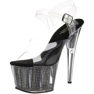 Nero 18 cm ADORE-708SRS Sandali Donna Plateau di Cristallo