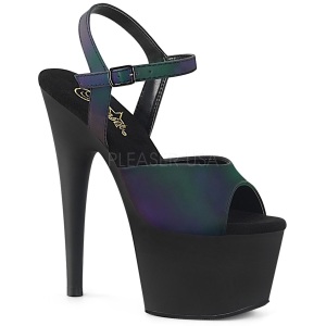 Nero 18 cm ADORE-709REFL Ologramma plateau sandali donna con tacco