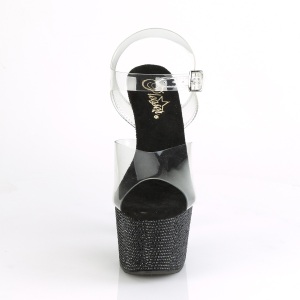 Nero 18 cm BEJEWELED-708DM Plateau sandali alti con pietre