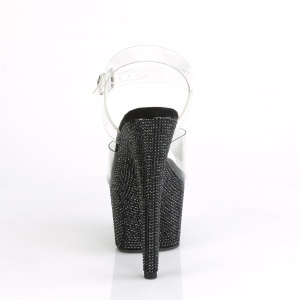 Nero 18 cm BEJEWELED-708DM Plateau sandali alti con pietre