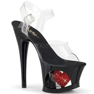 Nero 18 cm Pleaser MOON-708HRS Plateau Tacchi Alti a Spillo