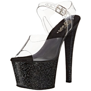 Nero 18 cm Pleaser SKY-308MG scintillare sandali con tacco