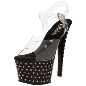 Nero 18 cm Pleaser STARDUST-708 Tacchi Alti Plateau