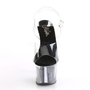 Nero 18 cm SKY-308GF scintillare plateau sandali donna con tacco