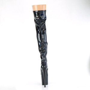 Nero 20 cm FLAMINGO-3000HWR Ologramma stivali overknee piattaforma exotic pole