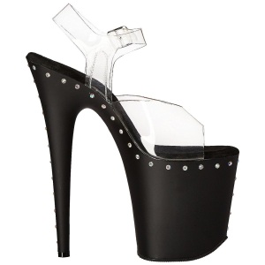 Nero 20 cm FLAMINGO-808ABLS Sandali Donna Plateau di Cristallo