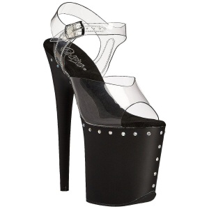 Nero 20 cm FLAMINGO-808ABLS Sandali Donna Plateau di Cristallo