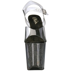 Nero 20 cm FLAMINGO-808SRS Sandali Donna Plateau di Cristallo