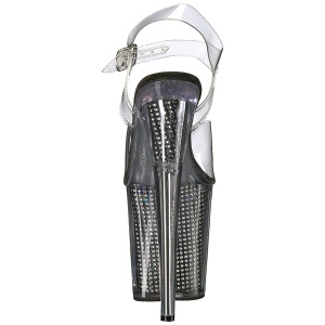 Nero 20 cm FLAMINGO-808SRS Sandali Donna Plateau di Cristallo
