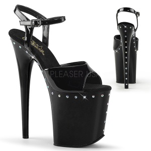 Nero 20 cm FLAMINGO-809ABLS Sandali Donna Plateau di Cristallo