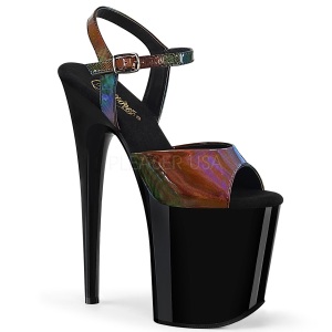 Nero 20 cm FLAMINGO-809RBDT Ologramma plateau sandali donna con tacco