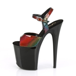 Nero 20 cm FLAMINGO-809RBDT Ologramma plateau sandali donna con tacco