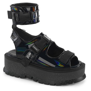 Nero 5 cm Demonia SLACKER-15B sandali con plateau lolita emo