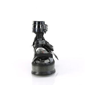 Nero 5 cm Demonia SLACKER-15B sandali con plateau lolita emo