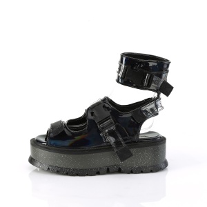 Nero 5 cm Demonia SLACKER-15B sandali con plateau lolita emo
