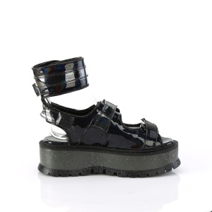 Nero 5 cm Demonia SLACKER-15B sandali con plateau lolita emo