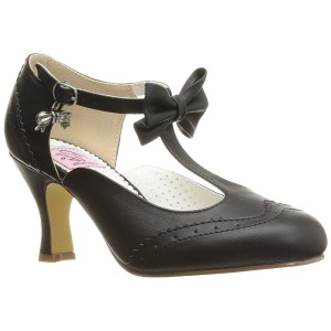 Nero 7,5 cm retro vintage FLAPPER-11 Pinup scarpe dcollet con tacchi bassi