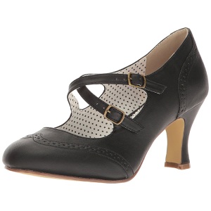 Nero 7,5 cm retro vintage FLAPPER-35 Pinup scarpe dcollet con tacchi bassi