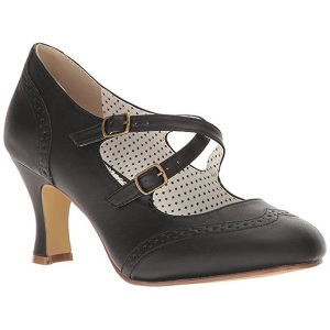 Nero 7,5 cm retro vintage FLAPPER-35 Pinup scarpe dcollet con tacchi bassi