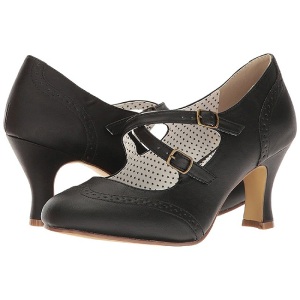Nero 7,5 cm retro vintage FLAPPER-35 Pinup scarpe dcollet con tacchi bassi