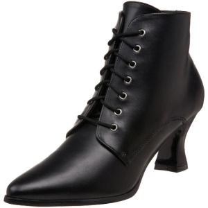 Nero 7 cm VICTORIAN-35 Stivaletti Stringati Tacco Alto Donna