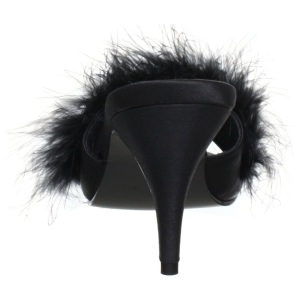 Nero 8 cm AMOUR-03 piume di marabu Mules Scarpe