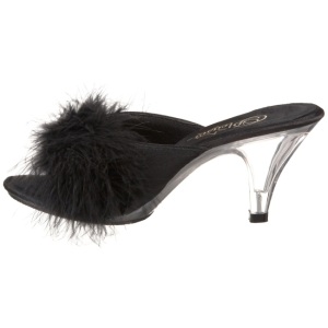 Nero 8 cm BELLE-301F piume di marabu Mules Scarpe