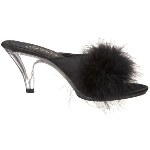 Nero 8 cm BELLE-301F piume di marabu Mules Scarpe