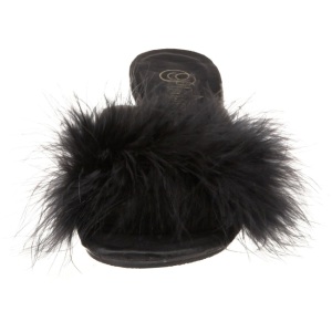 Nero 8 cm BELLE-301F piume di marabu Mules Scarpe