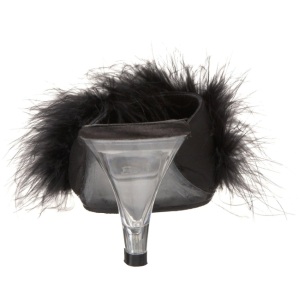 Nero 8 cm BELLE-301F piume di marabu Mules Scarpe