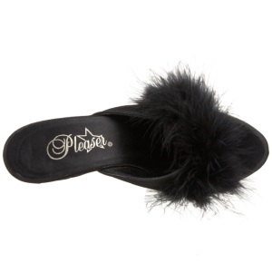 Nero 8 cm BELLE-301F piume di marabu Mules Scarpe