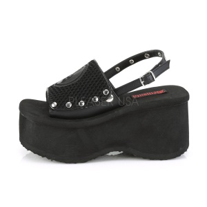 Nero 9 cm DemoniaCult FUNN-32 sandali con plateau lolita emo