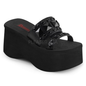 Nero 9 cm FUNN-18 Gotico Plateau Infradito Donna