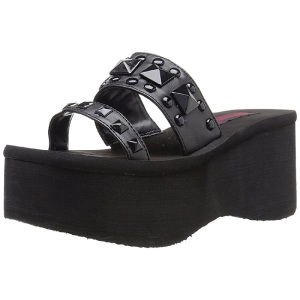 Nero 9 cm FUNN-18 Gotico Plateau Infradito Donna