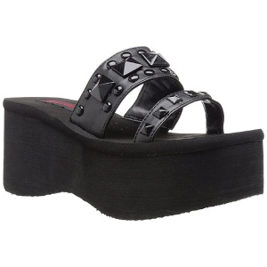 Nero 9 cm FUNN-18 Gotico Plateau Infradito Donna