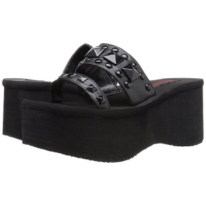 Nero 9 cm FUNN-18 Gotico Plateau Infradito Donna