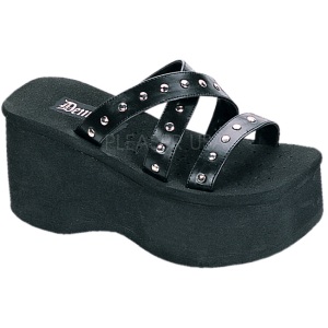 Nero 9 cm FUNN-19 Gotico Plateau Infradito Donna