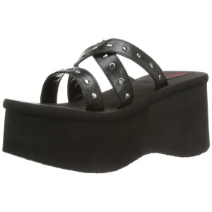 Nero 9 cm FUNN-19 Gotico Plateau Infradito Donna