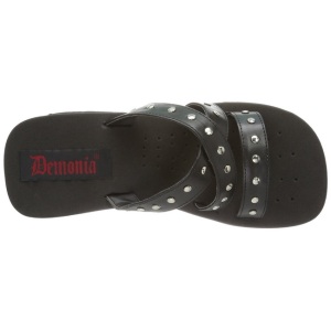 Nero 9 cm FUNN-19 Gotico Plateau Infradito Donna