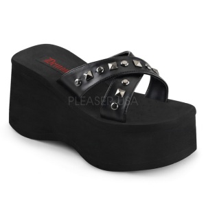 Nero 9 cm FUNN-29 Gotico Plateau Infradito Donna