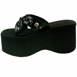 Nero 9 cm FUNN-29 Gotico Plateau Infradito Donna