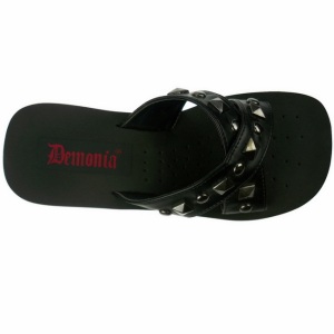 Nero 9 cm FUNN-29 Gotico Plateau Infradito Donna