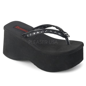 Nero 9 cm FUNN-33 Gotico Plateau Infradito Donna